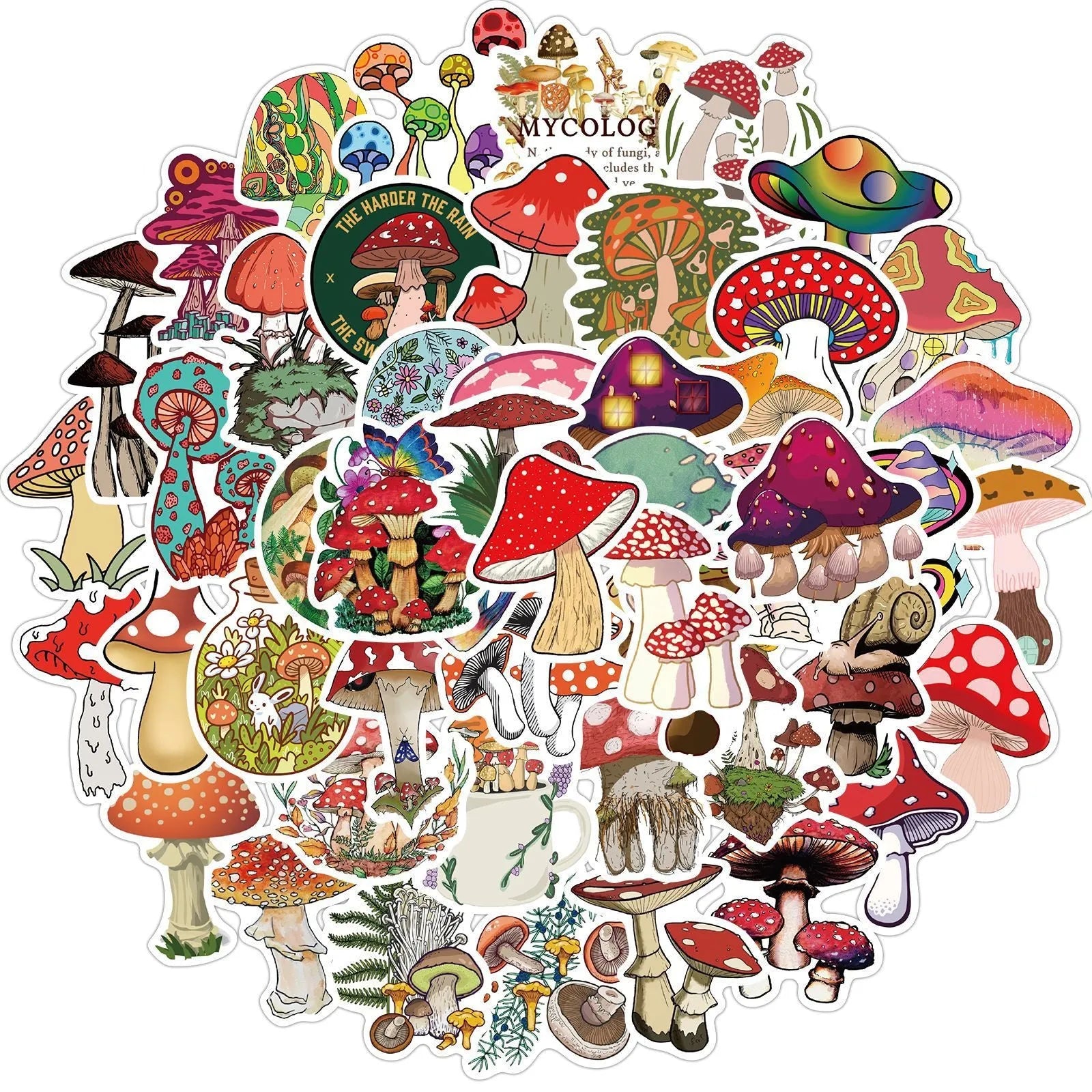 Cartoon graffiti stickers in assorted styles with waterproof matte finish, 3-6cm, 50 sheets per bag