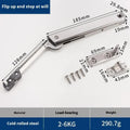 Cold rolled steel cabinet support rod with flap-up door mechanism and casual stop function.