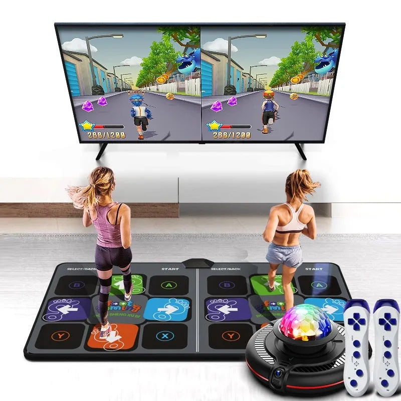 HD Double Dance Mat with stainless steel surface and motion sensing console for TV play