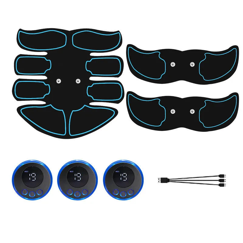 K81 digital abdominal muscle stimulator patch with LED display and electrode set in red blue or yellow