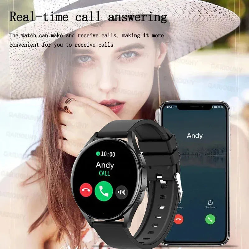Smart sports watch with Bluetooth call and heart rate monitoring in black, pink, and silver colour options, silicone strap, TFT screen