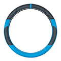 Universal leather steering wheel cover in round and D-shaped styles for 38cm wheels.