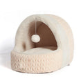 Four Seasons semi-enclosed cat bed in gray cloth for small dogs and cats