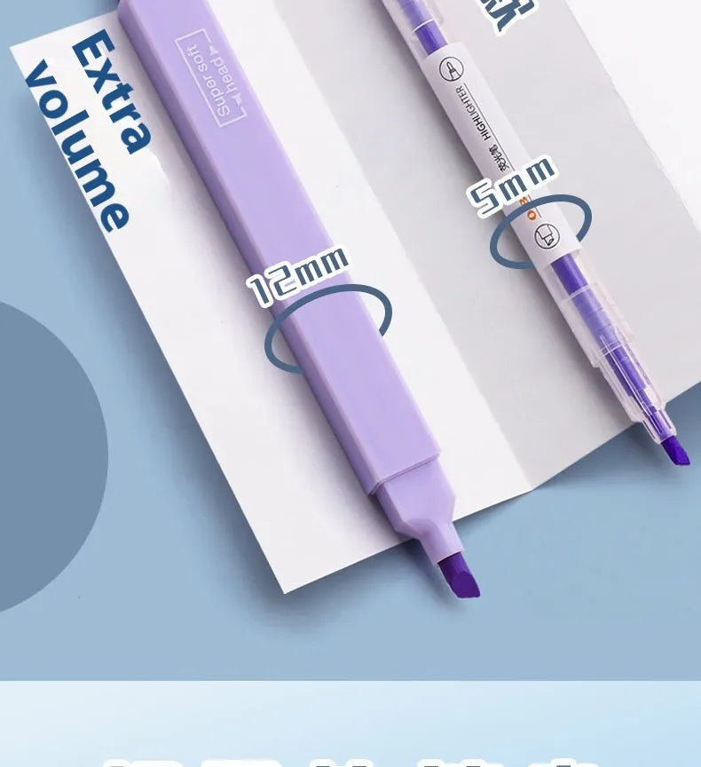 Set of double-ended fluorescent highlighting pens in mixed colours on a white background.