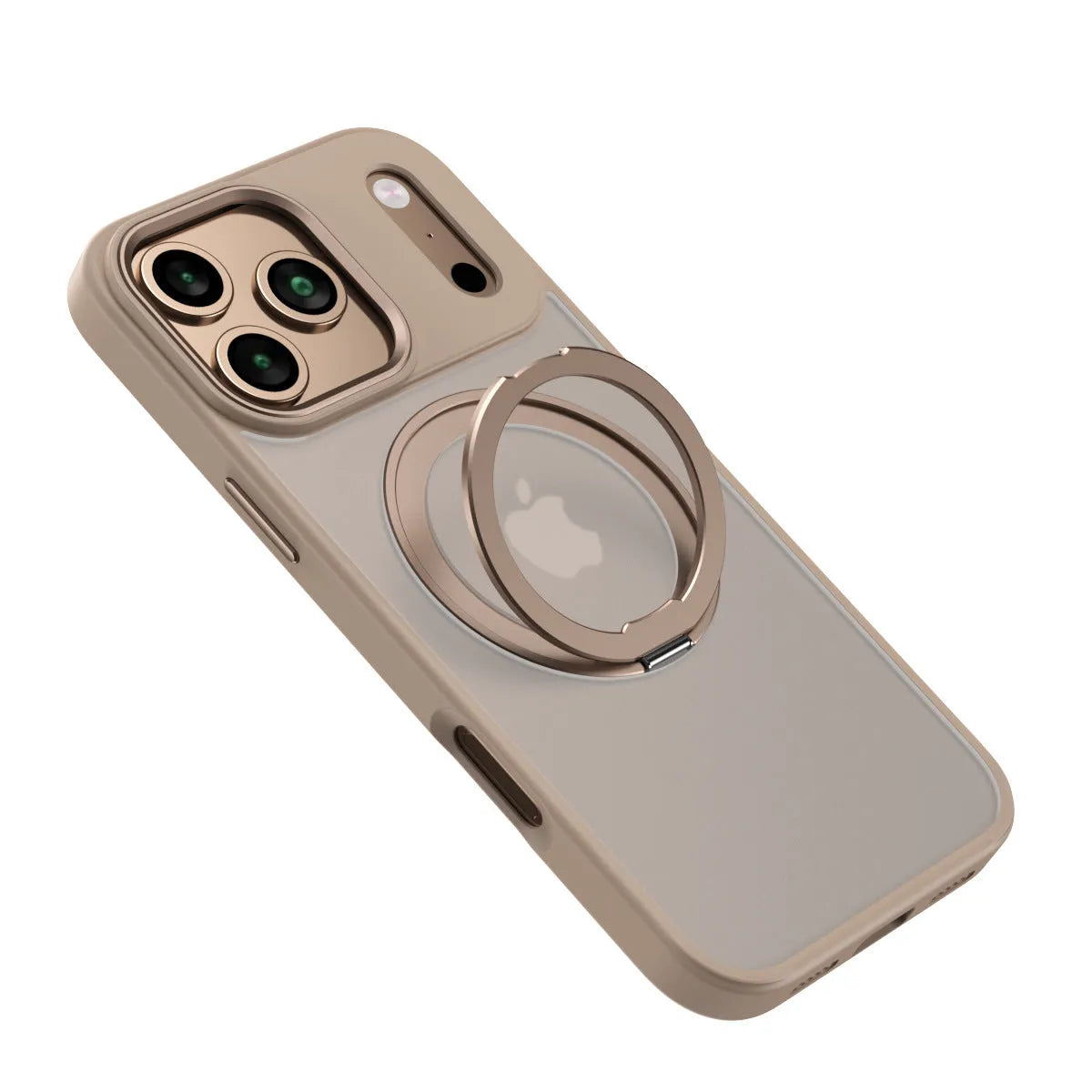 360 rotating bracket magnetic phone case for iPhone 17 Pro Max in black, with bracket extended for hands-free viewing