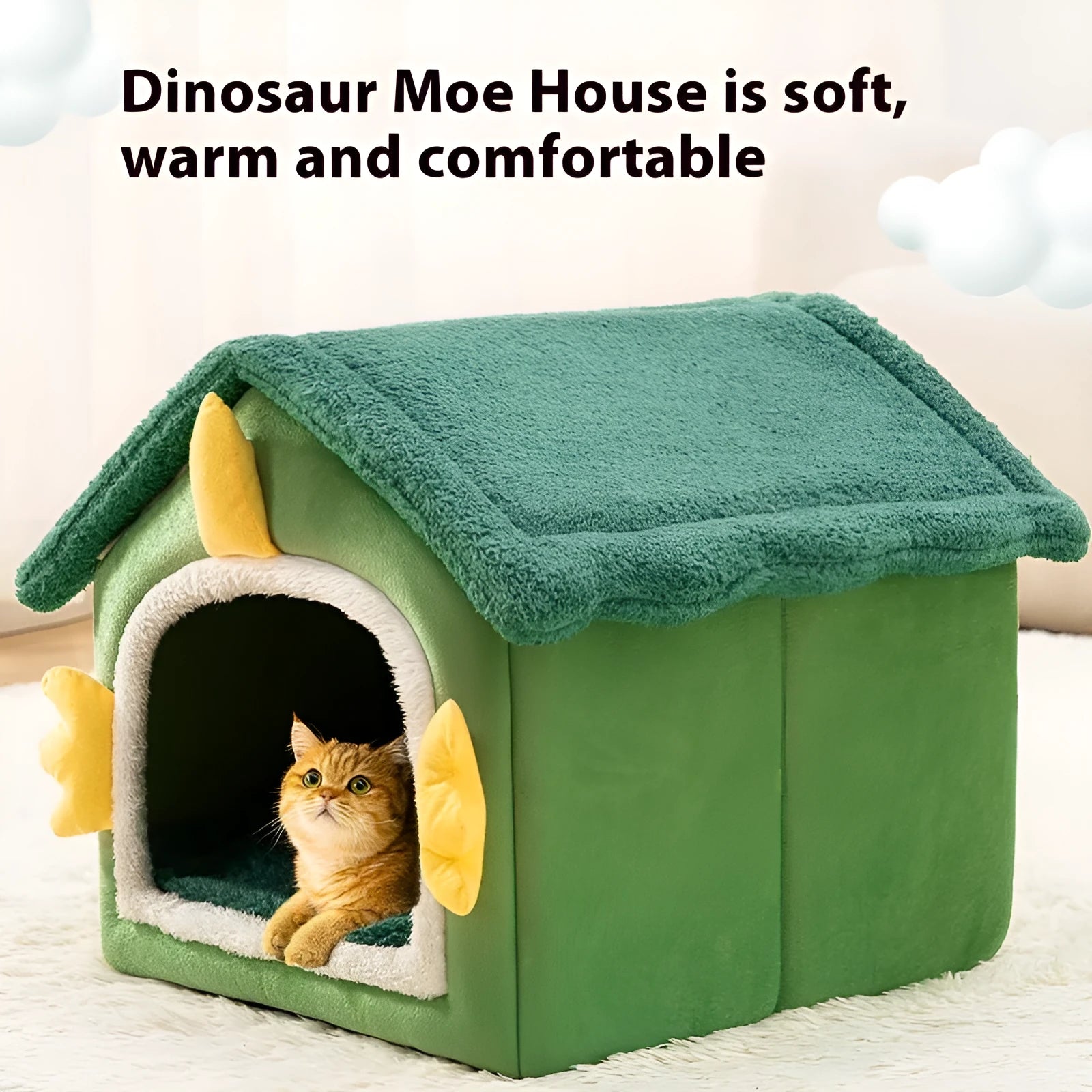 Large grey enclosed cat bed cave with thick soft cushion inside, suitable for cats up to 25 Jin.