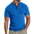 Plus size men's short sleeve button shirt in solid colour with chest pocket