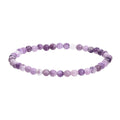 Purple geometric stone bead elastic bracelet showing four size options from 4MM to 10MM diameter.