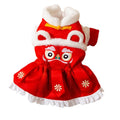 Red Lion Dance pet Tang suit with embroidery for dogs and cats, cotton-padded, sizes S to XXL
