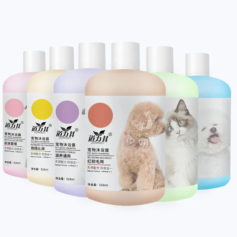 Pet Shower Gel 510ml cat shampoo decontamination bath supplies in white bottle with label