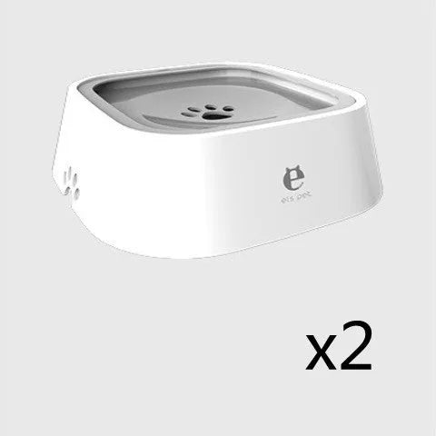 1.5L grey anti-overflow floating water bowl for cats and dogs with non-slip base