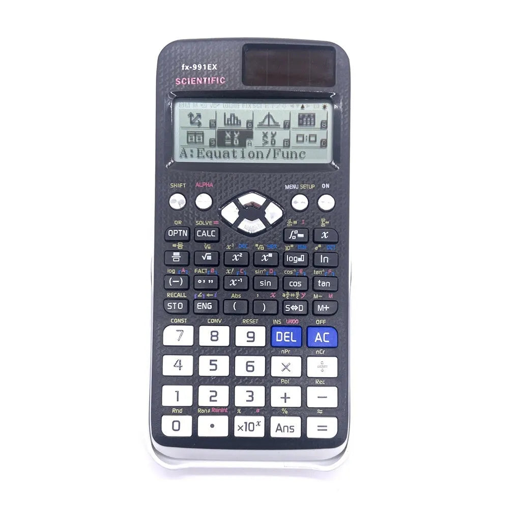 Advanced solar-powered function calculator in multiple colour options
