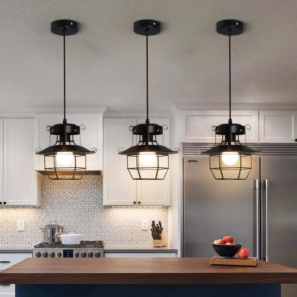 Retro iron droplight lantern lamp with single-head design for restaurant or corridor lighting