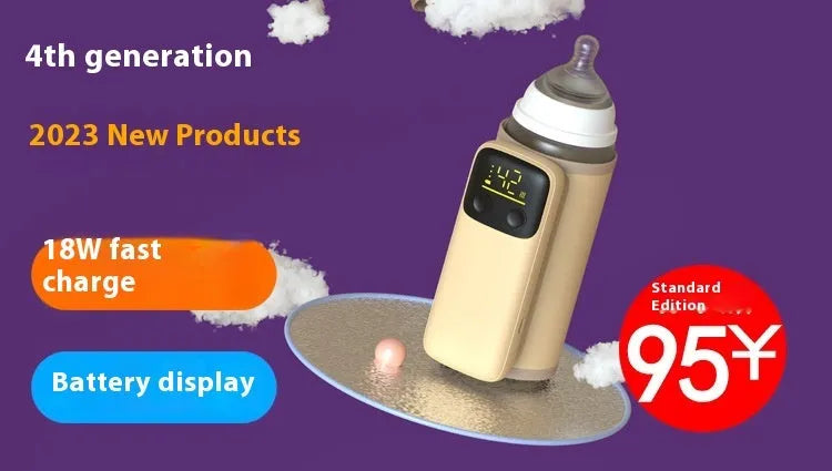 Universal baby bottle insulation sleeve with 8000mAh battery for portable milk warming.