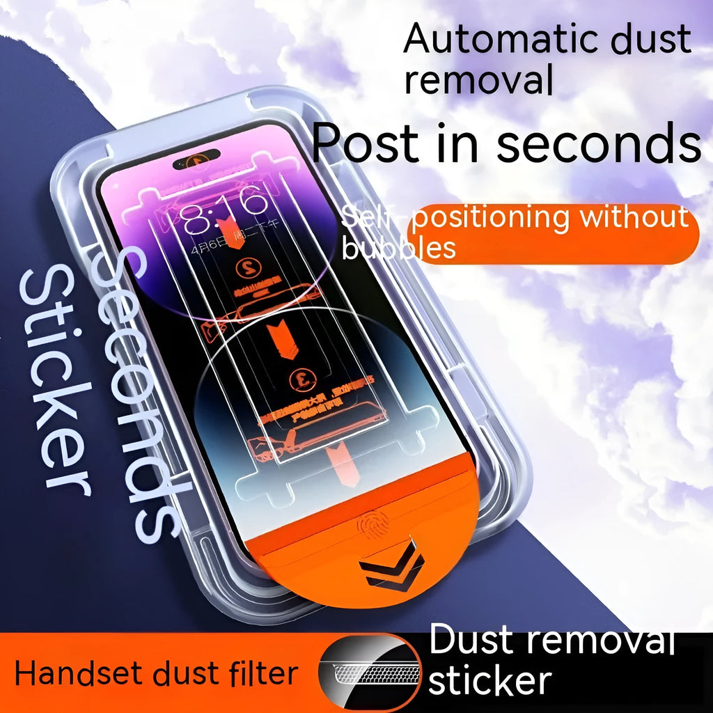 Tempered glass iPhone screen protector in HD and Peep-proof privacy variants with application kit.