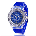 Geneva women's luminous quartz watch with 43mm alloy case and silicone strap in various colours