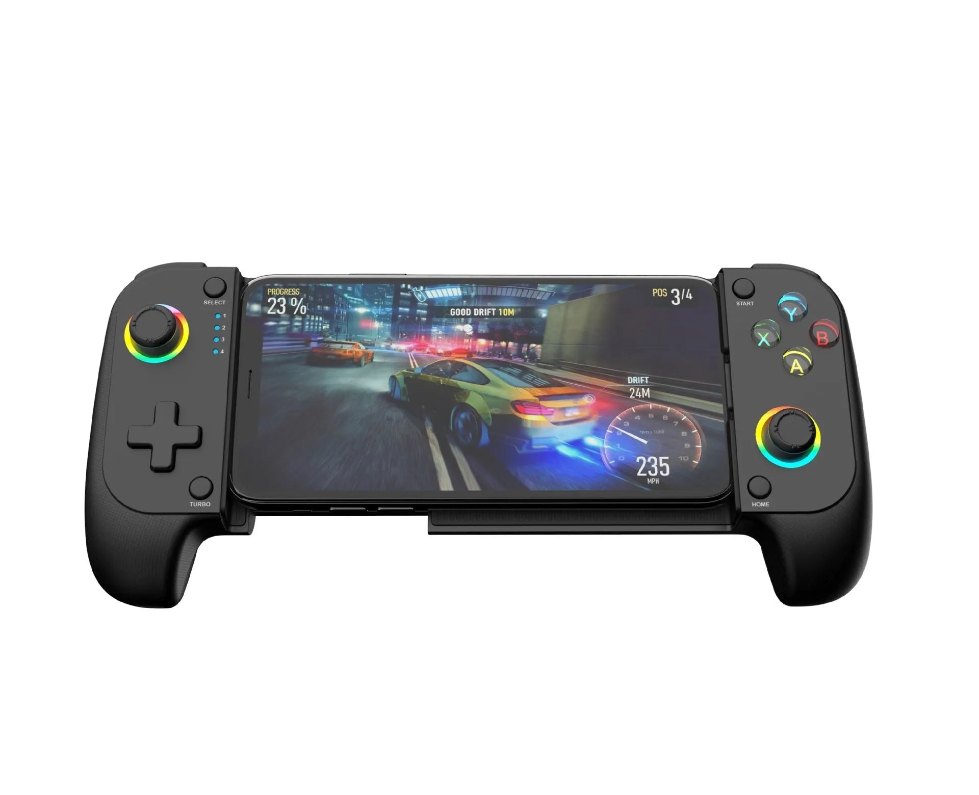 Bluetooth wireless stretching mobile game controller mounted with smartphone