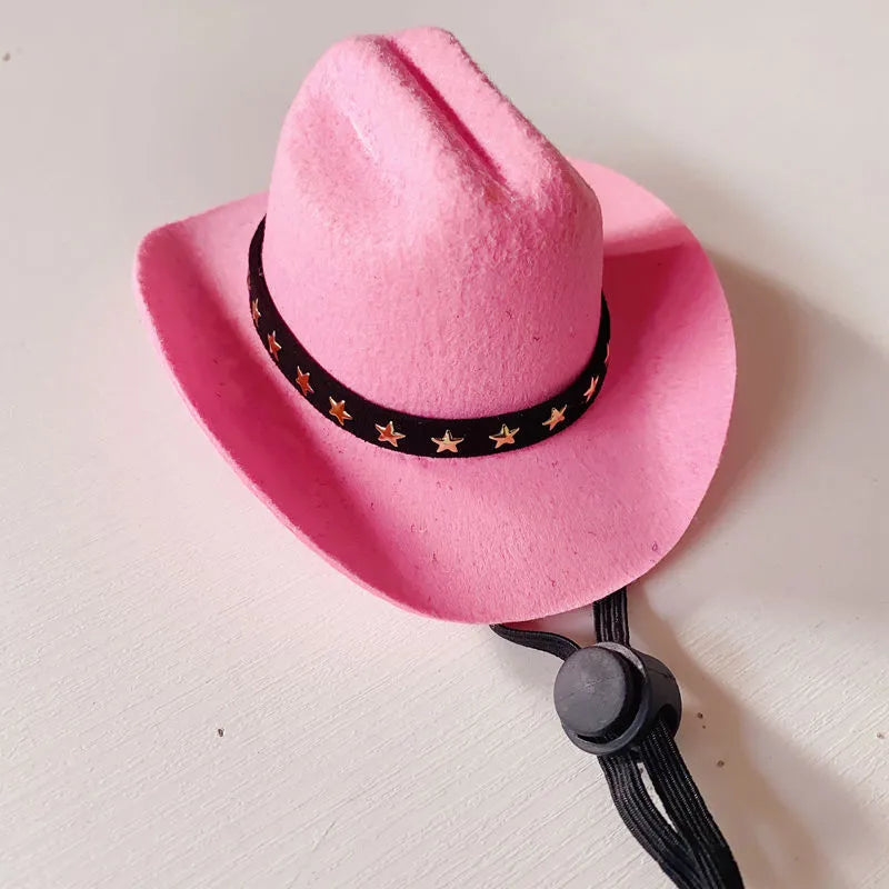 British cowboy hat for pets in non woven fabric with decorative velvet belt