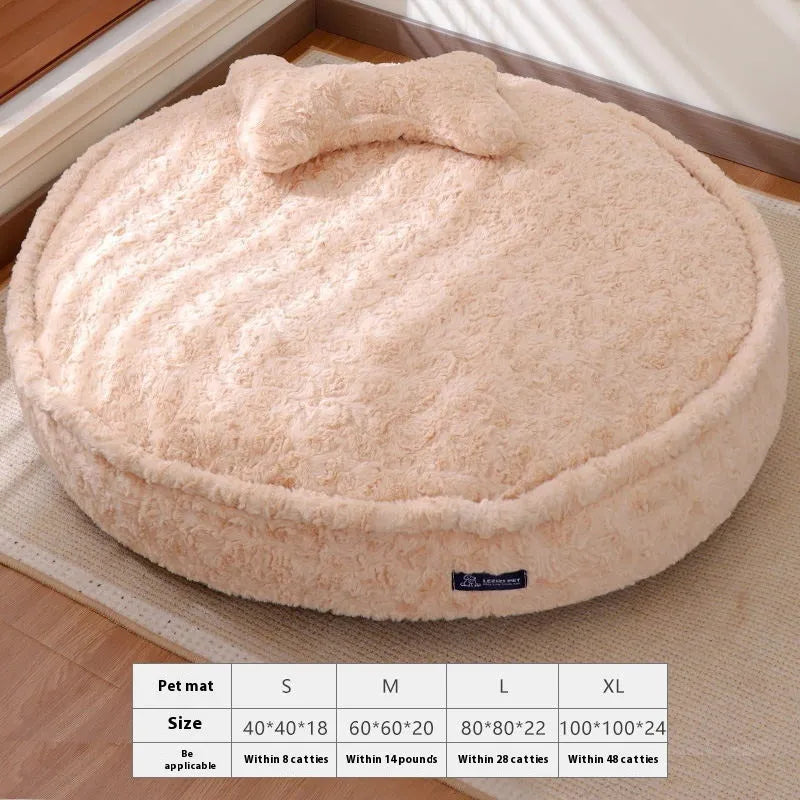 Small bite-resistant cloth dog kennel in a round nest milk tea colour.