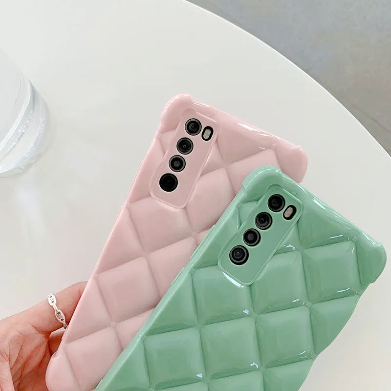 Silicone diamond phone case for Huawei smartphones in black, green, pink and white colours