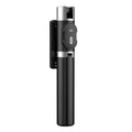 Black Bluetooth fill light selfie stick with tripod, ABS and stainless steel, compatible with Apple iPhone