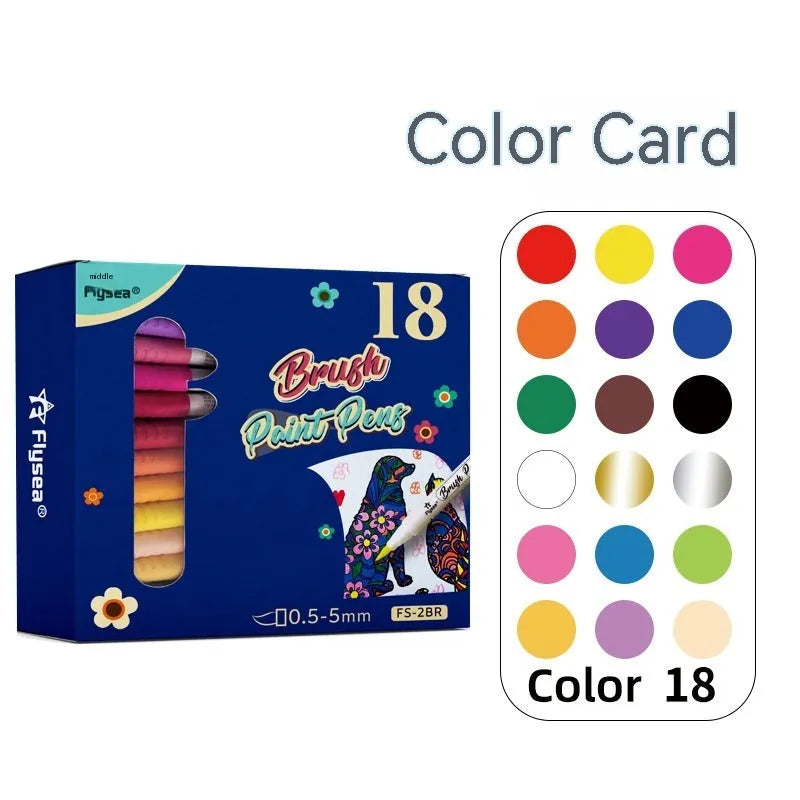 Set of gouache pens with soft brush tips for hand account painting and graffiti artwork