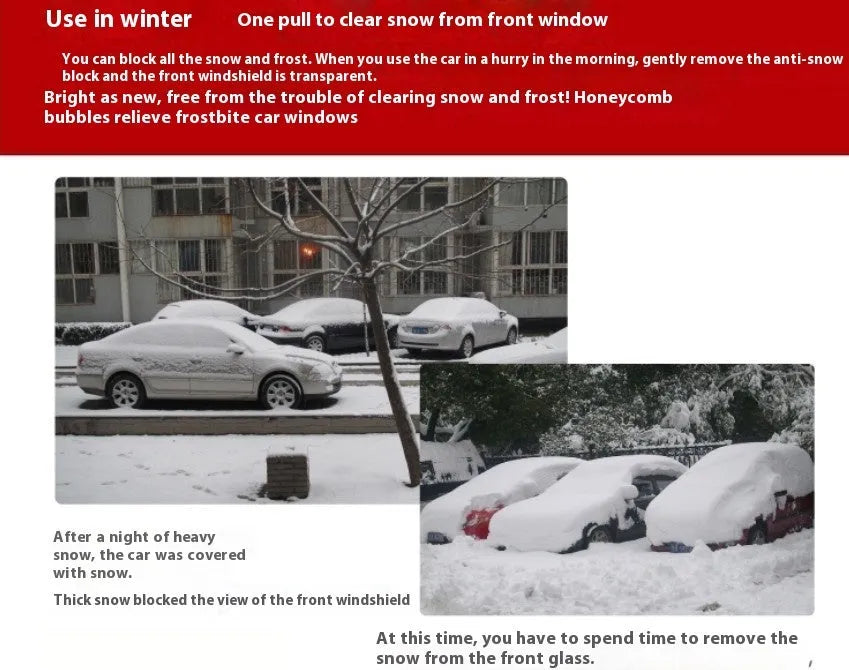Silver PE foam car snow shield for windscreen winter anti-frost protection, 150x70cm