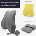 Grey ergonomic lumbar support cushion for an office chair, showing its 40x40x8cm size.