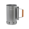 Zinc-iron alloy charcoal fire starter bucket with point carbon barrel design for outdoor barbecues.