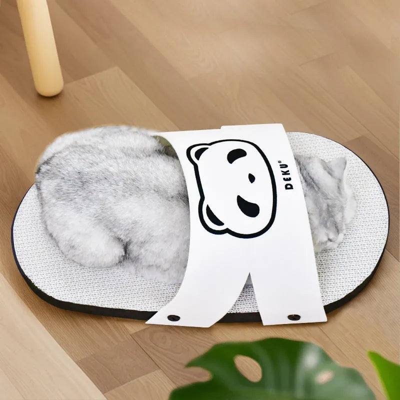 White slipper style corrugated paper cat scratch board for claw sharpening