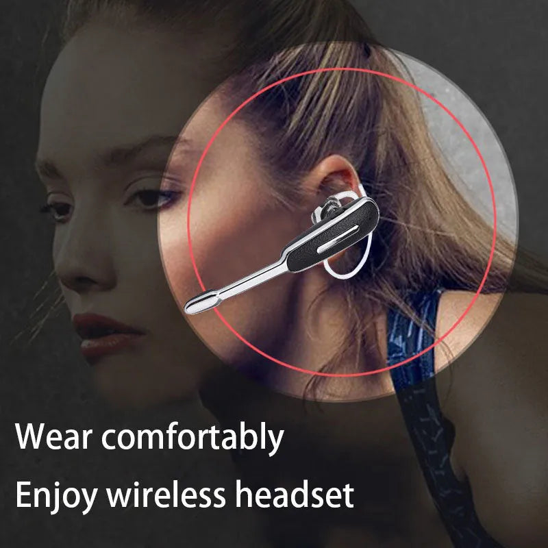 Leather pattern single-sided mono Bluetooth headset in Black Silver with call and NFC functions