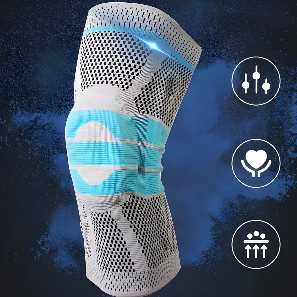 Sky blue silicone knee pads for basketball and running in four sizes
