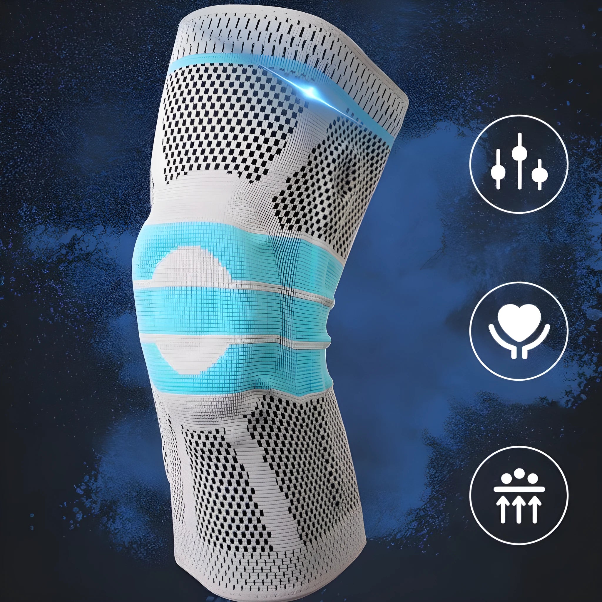 Sky blue silicone knee pads for basketball and running in four sizes