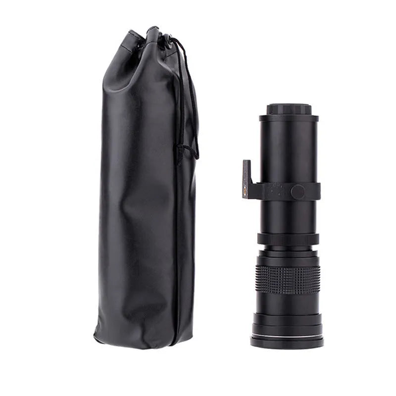 420-800mm manual zoom camera lens adapter with 67mm filter thread shown extended