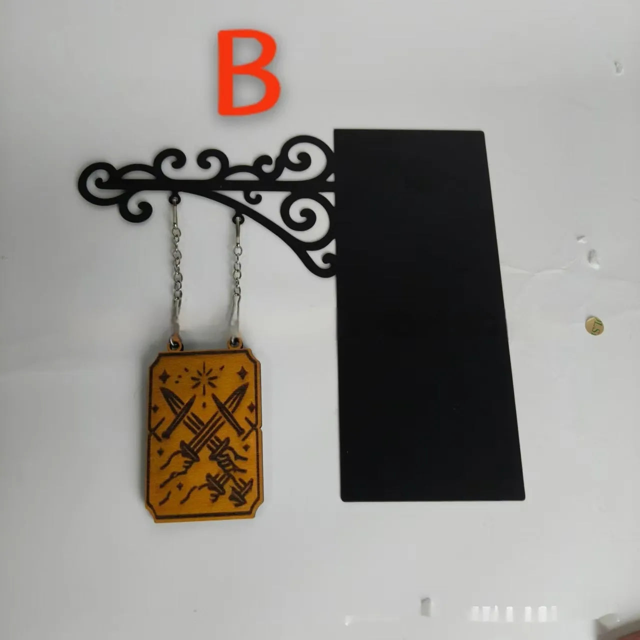Rustic tavern sign style book divider ornament for shelf organisation, one of five available designs.