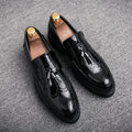 Men's British style casual shoes, microfiber upper, round toe, solid colour, sizes 37 to 45