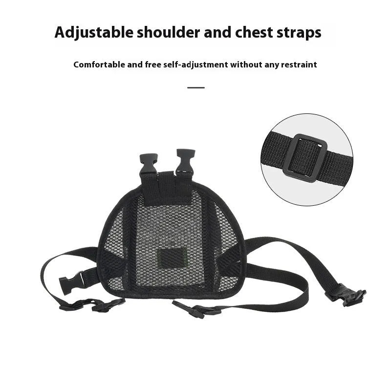 Breathable polyester dog backpack in blue with simple storage compartment for pet travel and walking