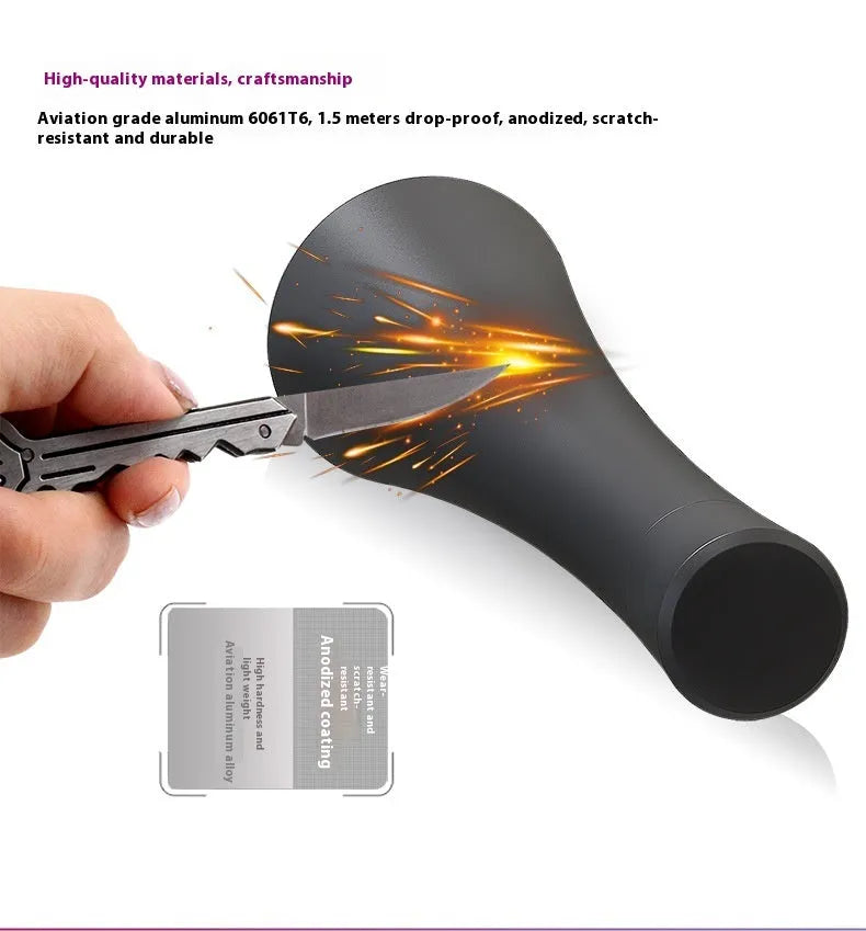 Black aluminium UV flashlight with USB-C port for detecting pet urine stains and insects.
