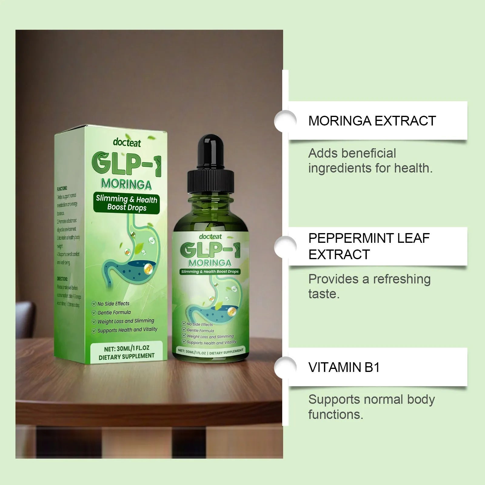 30ml droplet bottle of Vitamin B1 and Traditional Chinese Medicine extract oral liquid supplement