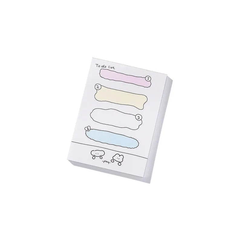 Cartoon sticky note pad with heart-themed designs in six styles including Puppy Diary and Rabbit Weekly Notes.