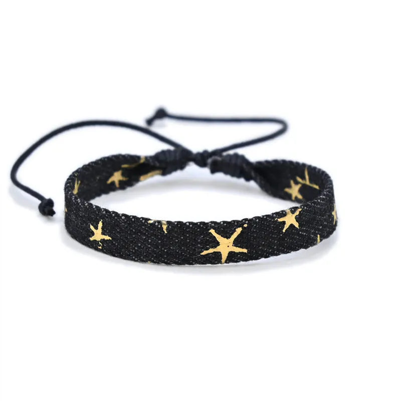 Denim fabric bracelet strap with mixed materials in one of eleven colour options for travel memorial use