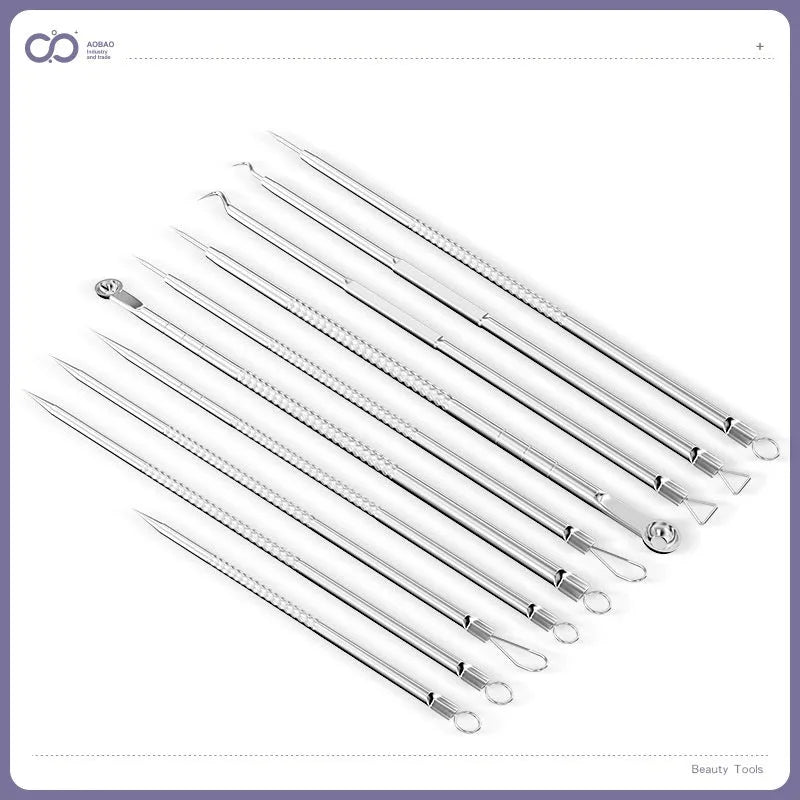 4-piece metal acne needle set with ultra fine pointed tips for precise skincare application