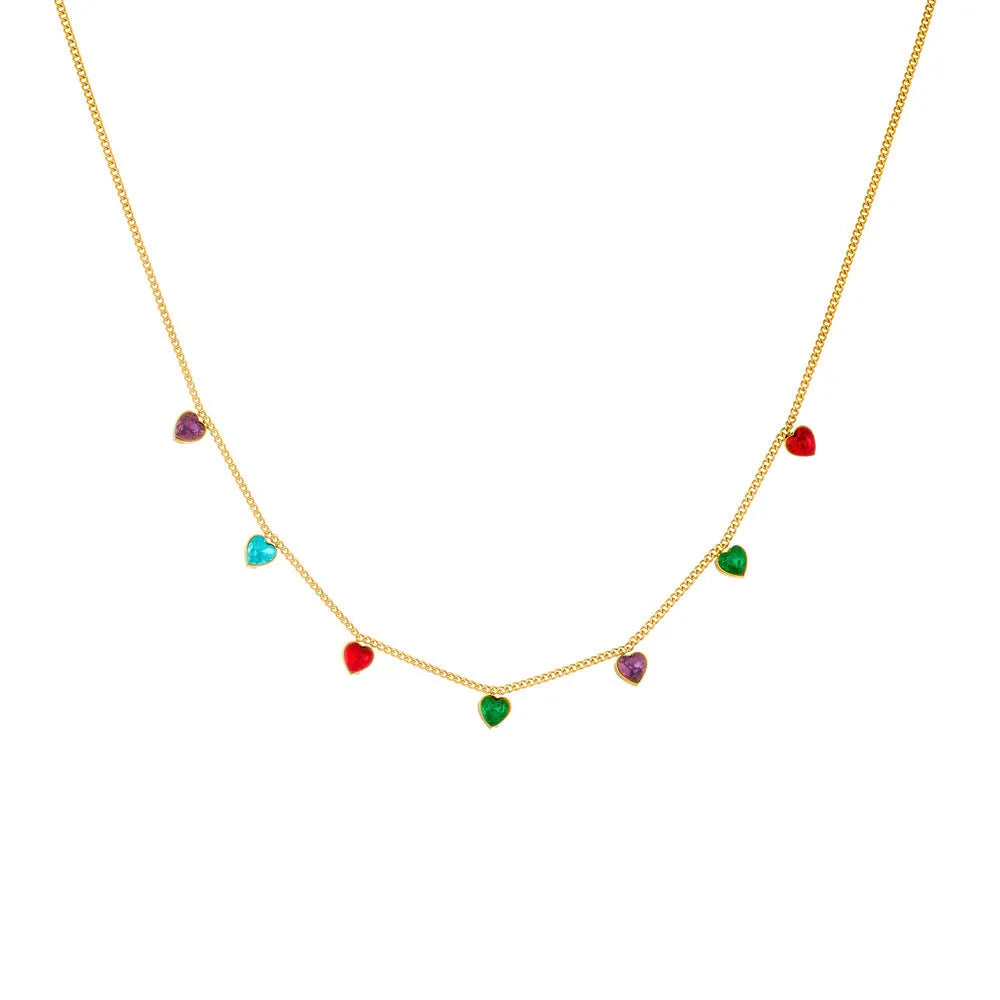 Gold-plated stainless steel heart necklace on adjustable 41-50cm chain