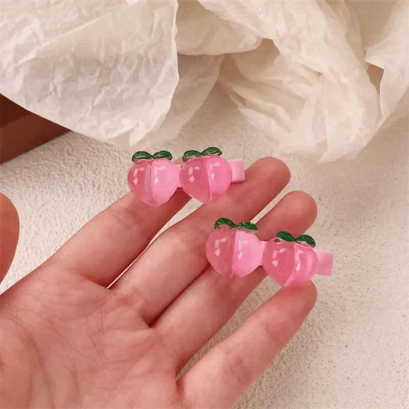 Peach transparent pink plastic hair clip duckbill and BB clip styles for girls