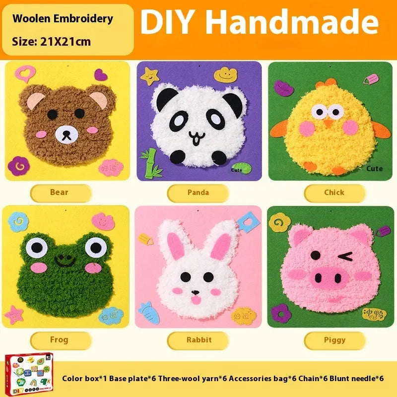 Children's Handmade Embroidery Painting DIY Material Package with embroidery enlightenment stamp and poke gift box options for elderly users