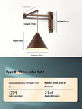 American retro bedroom bedside lamp with rocker arm, 20cm walnut colour shade on table
