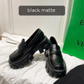 British style wide fit loafers in patent leather and matte finishes on a muffin base rubber sole.