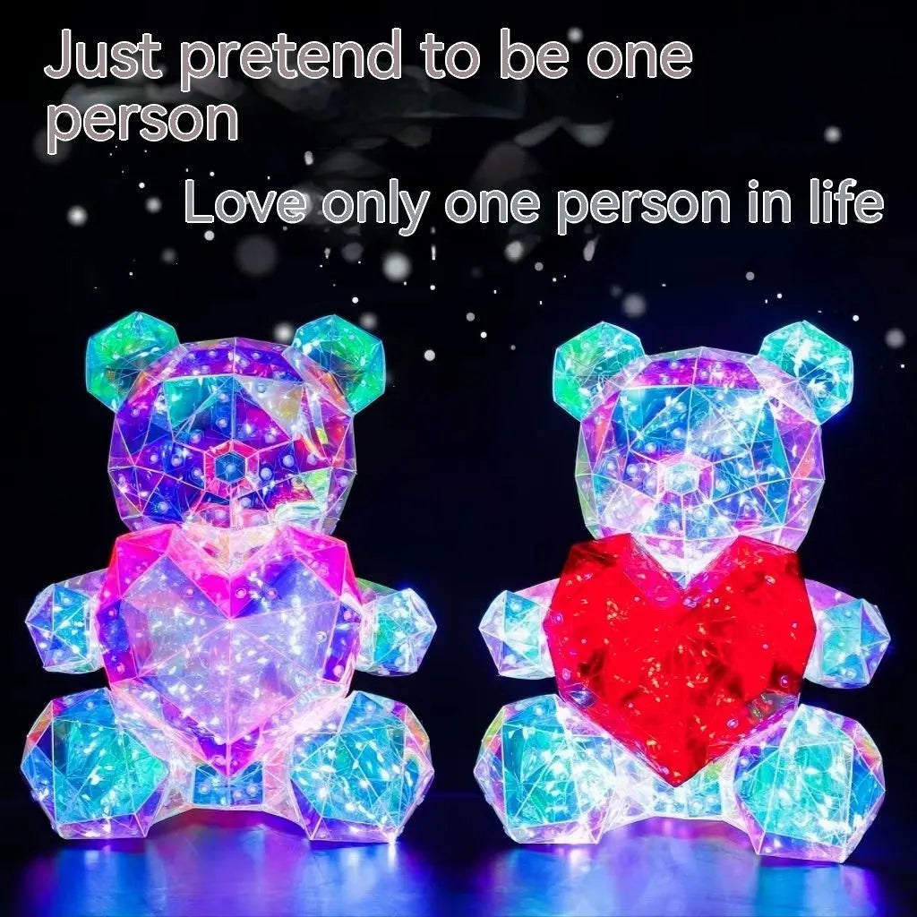30cm USB luminous bear in Red Love or Pink Love, plastic cartoon decoration with exquisite gift box