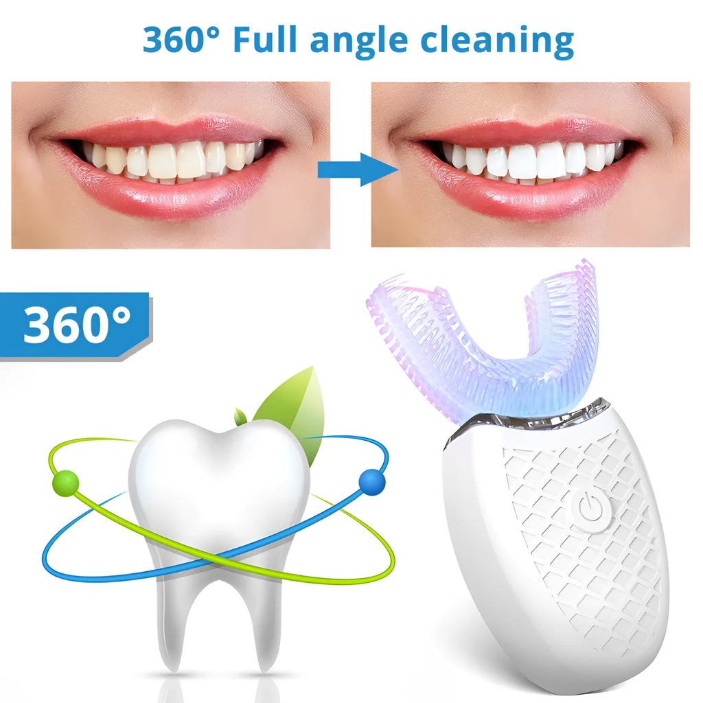 U-shaped electric toothbrush with IPX7 waterproof and USB cable for children and adults