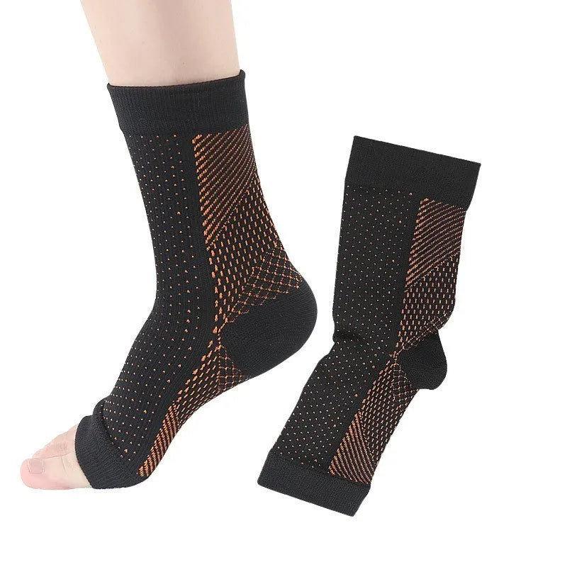Korean-style compression sports socks in white, black, skin colour, and copper options